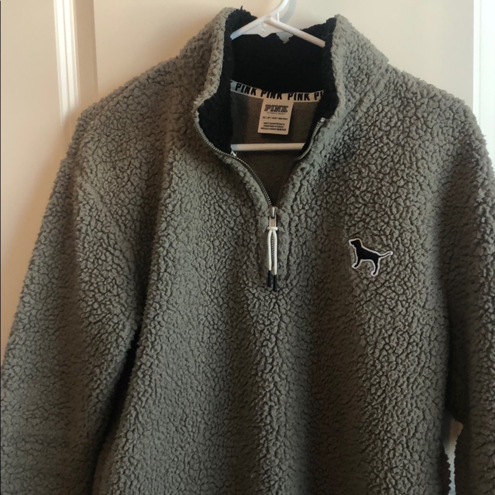 PINK quarter zip Sherpa pullover
